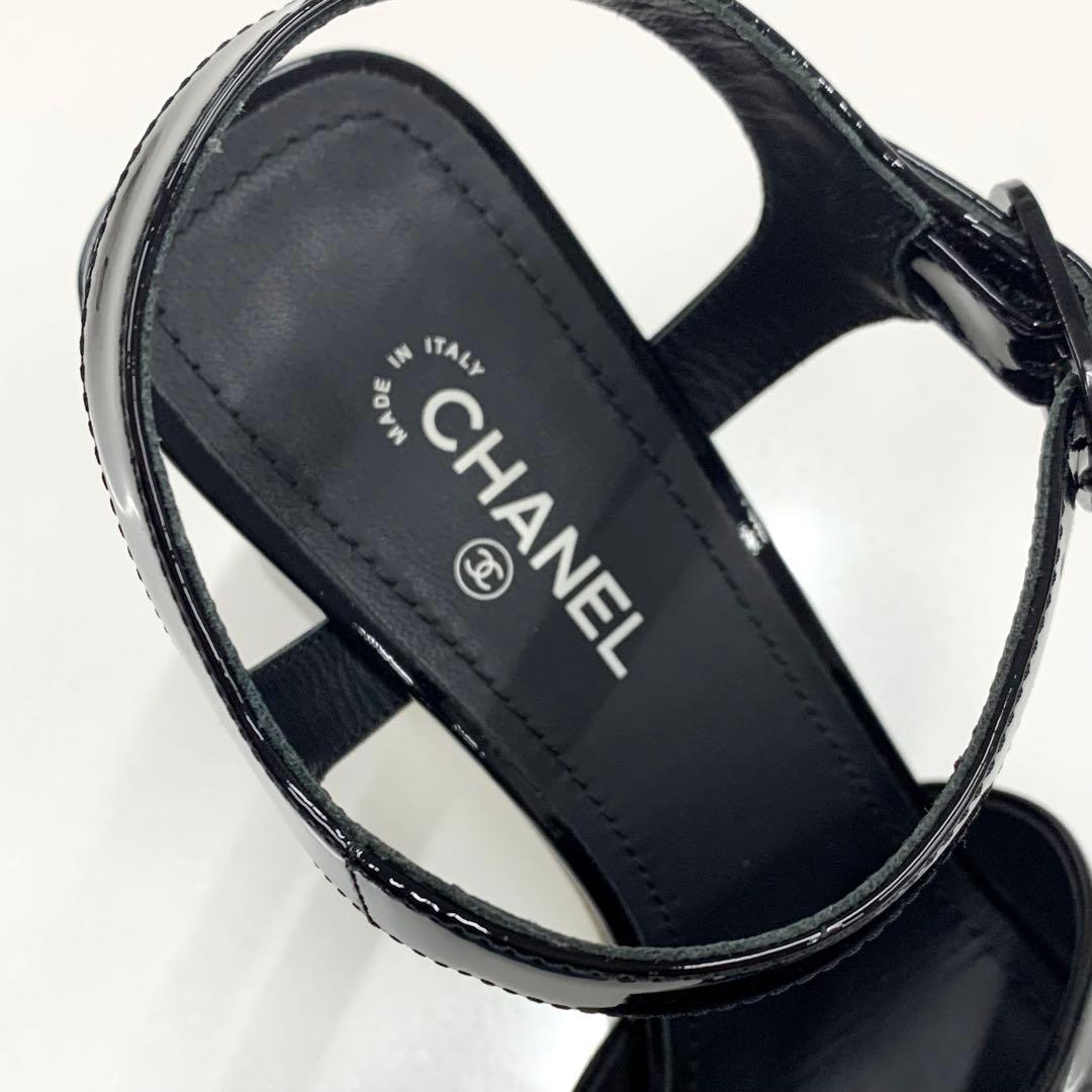 シャネル パテント ココマーク サンダル ブラック