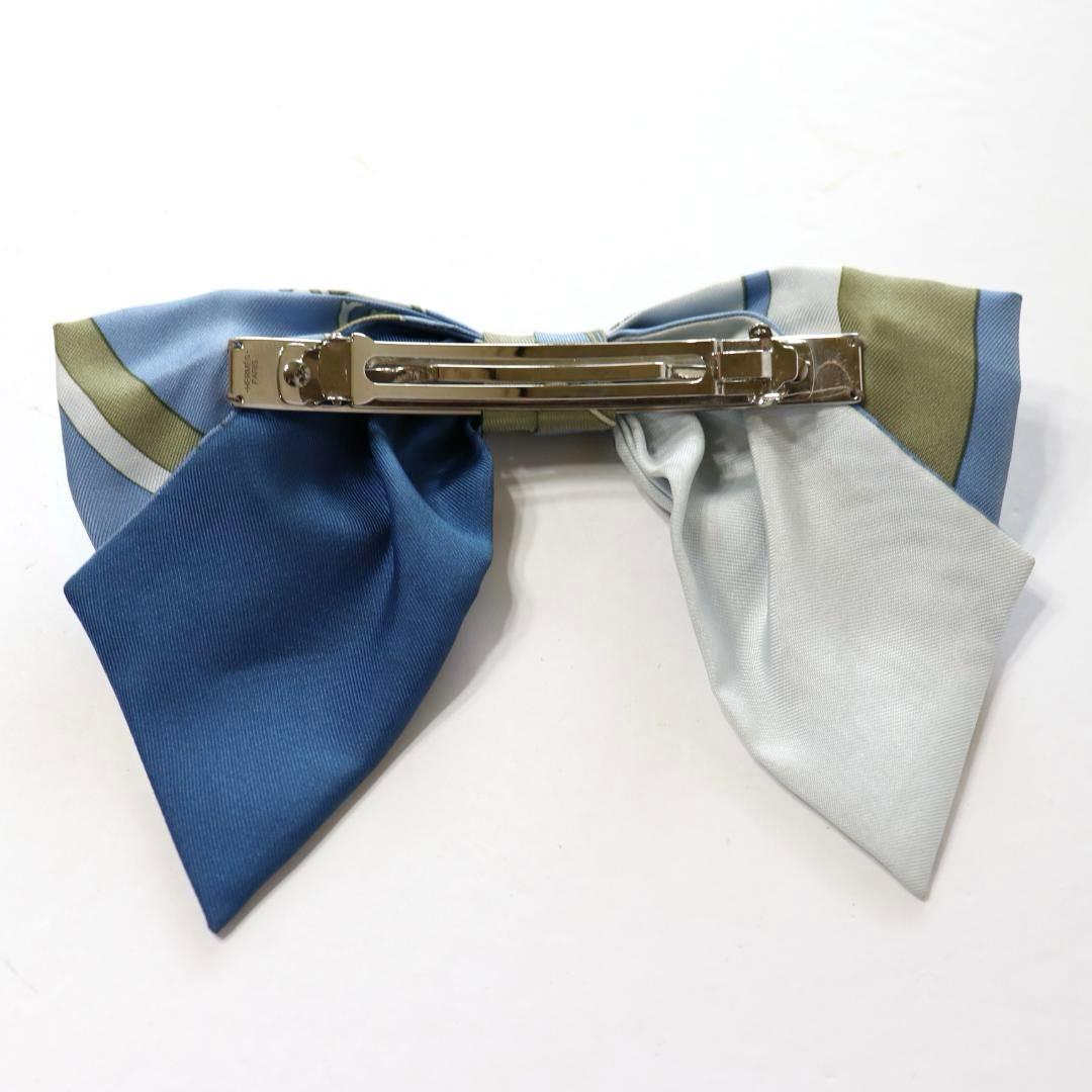 美品 HERMES エルメス リボン バレッタ シルク グルネル エクスリブス