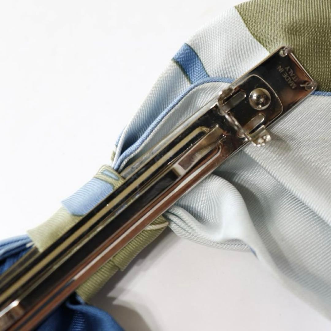 美品 HERMES エルメス リボン バレッタ シルク グルネル エクスリブス