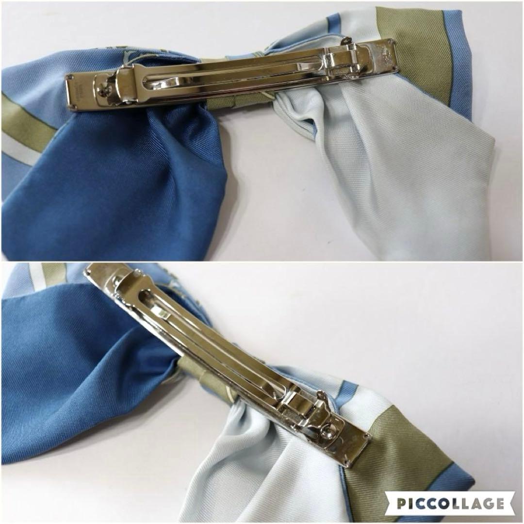 美品 HERMES エルメス リボン バレッタ シルク グルネル エクスリブス
