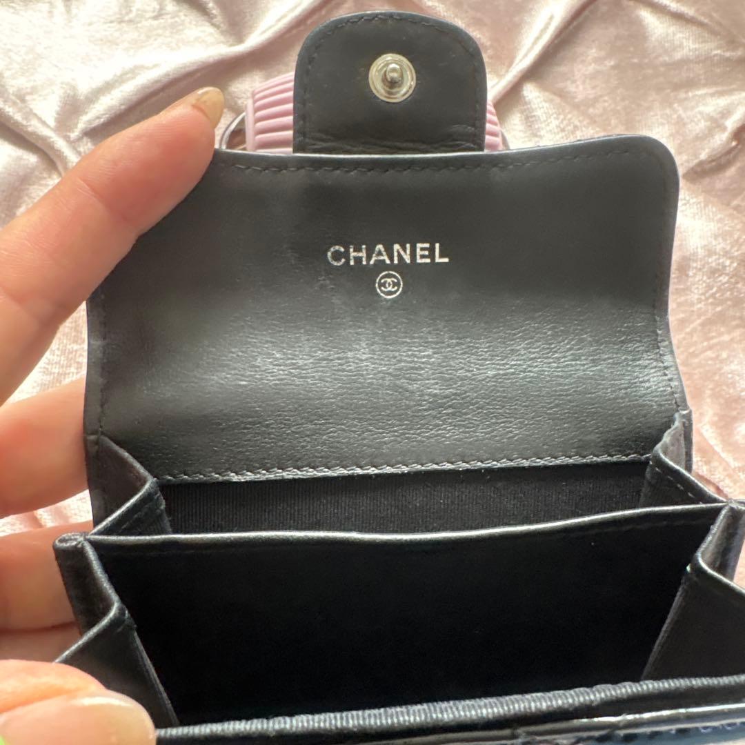 CHANEL パテント ケース ミニウォレット ブラック
