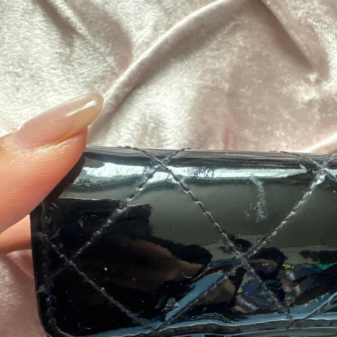 CHANEL パテント ケース ミニウォレット ブラック