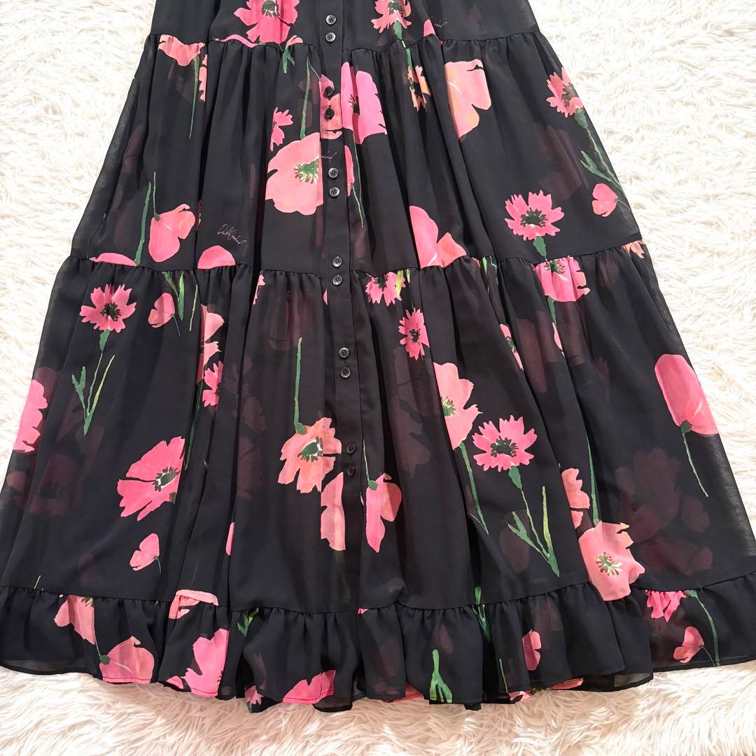 美品✨ダブルスタンダード　クロージング　パウダーシフォンポピー柄ワンピース