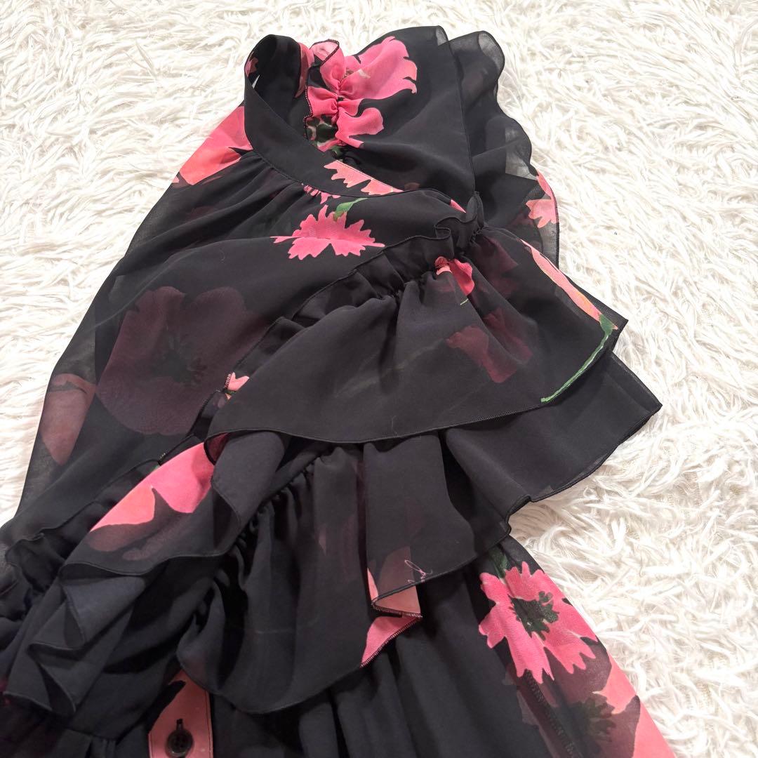 美品✨ダブルスタンダード　クロージング　パウダーシフォンポピー柄ワンピース