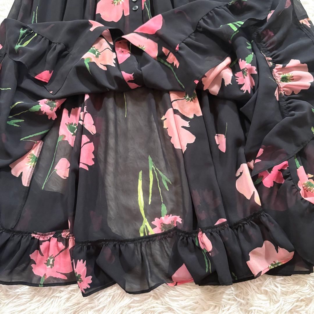 美品✨ダブルスタンダード　クロージング　パウダーシフォンポピー柄ワンピース