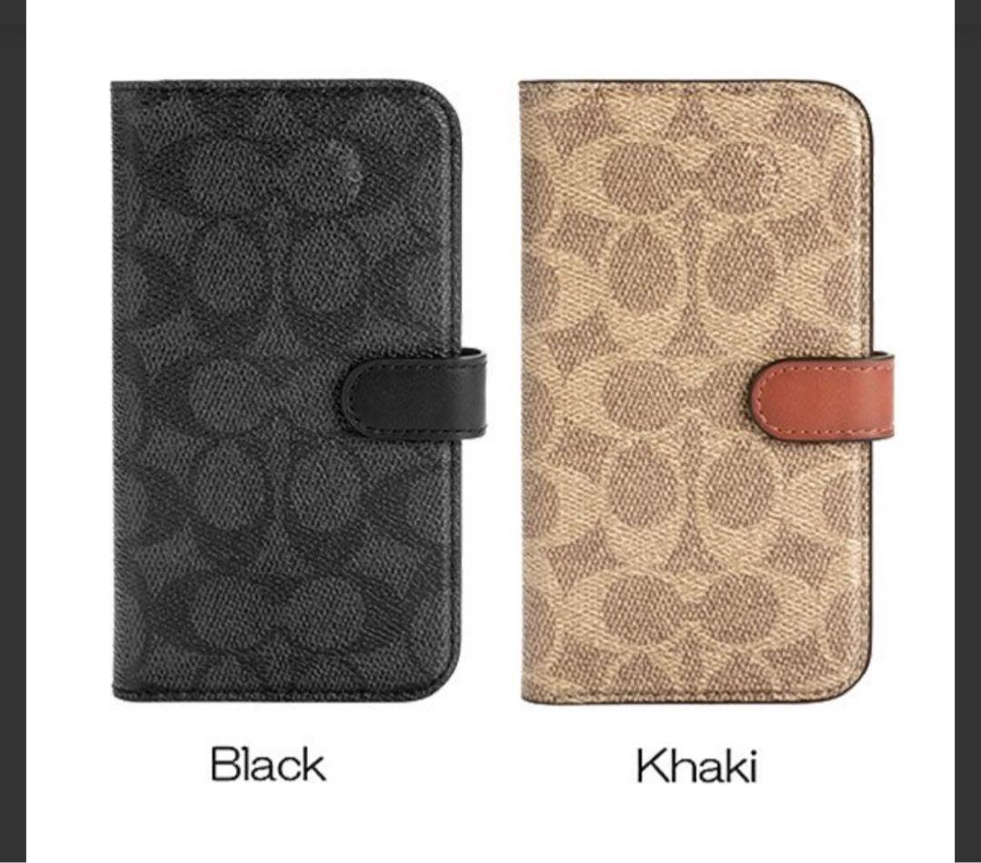 新品　COACH iPhone13 手帳型カバー シグネチャー　コーチ　ブラック