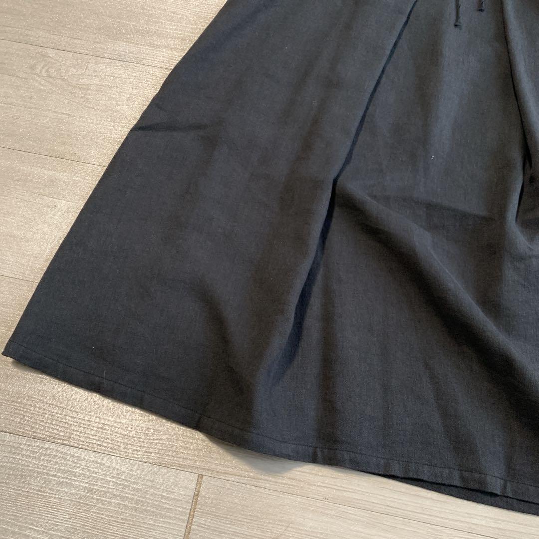 【エヴァムエヴァ】クリーニング品・美デザイン✨リネンウールワンピース　ブラック