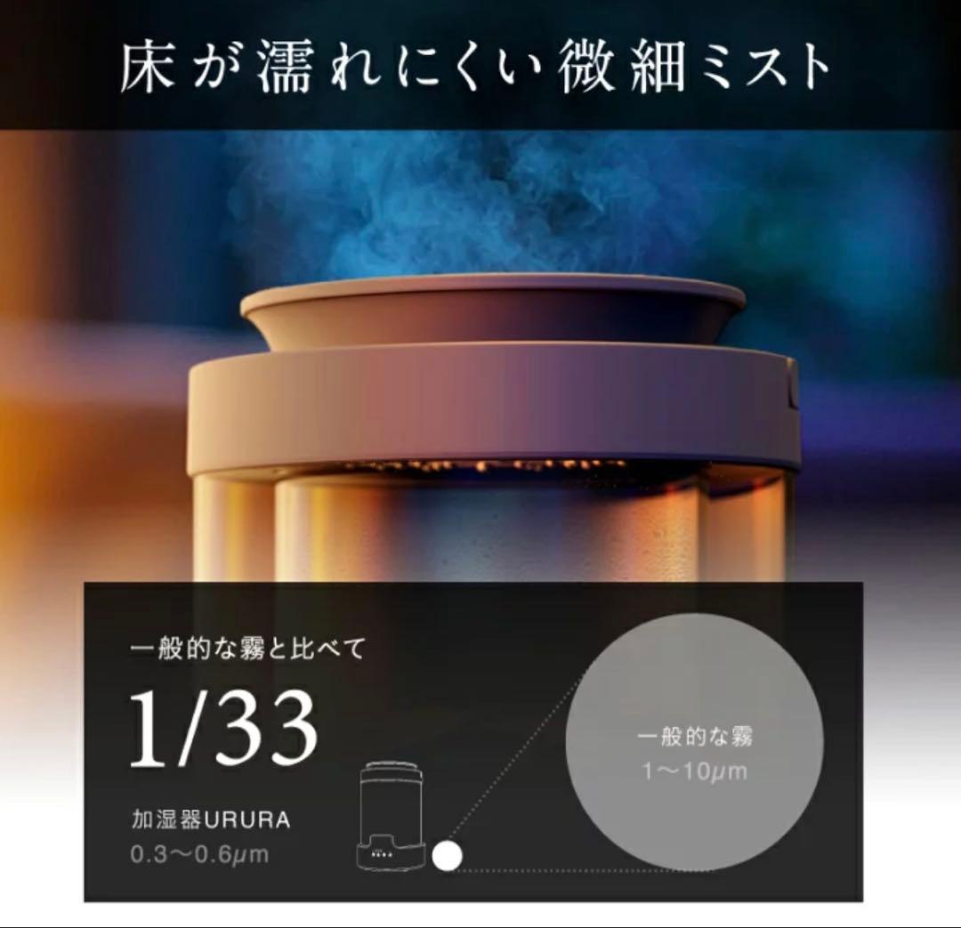 NIPLIFE URURA 加湿器 3L アロマ対応　スチーム式　ガラス加湿器