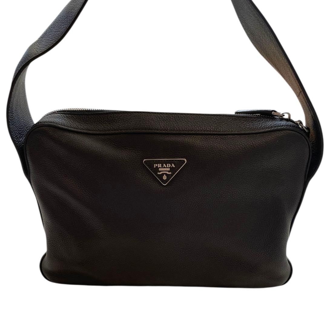 【未使用級】PRADA プラダ ショルダーバッグ レザー ブラック 黒