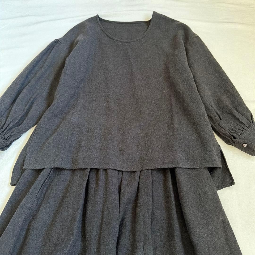 ネストローブnest robeリネンウール✨ダークグレー✨サルエルパンツ