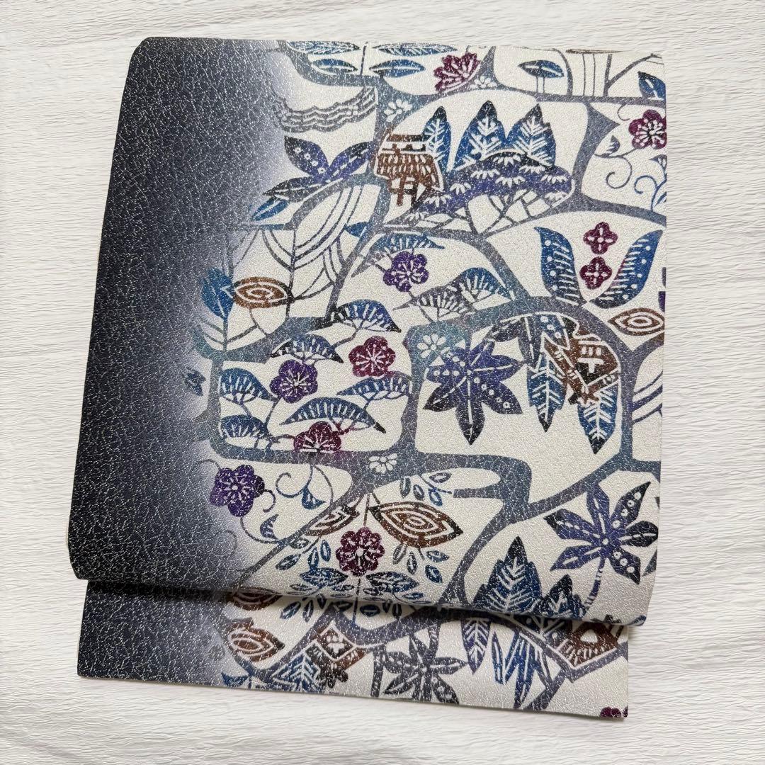 m-80 京友禅 紅型染 名古屋帯 正絹 極美品