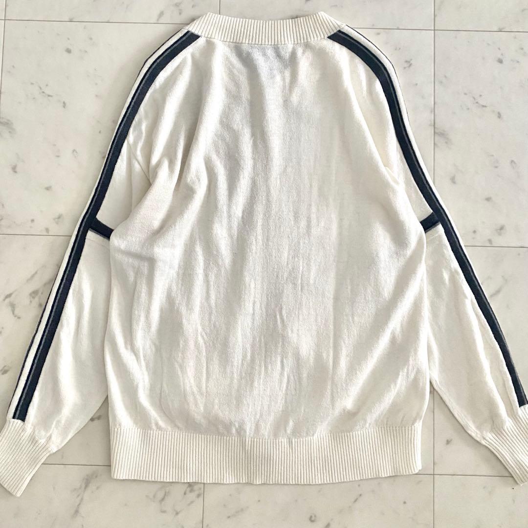 美品 モラビト レザーロゴチャーム付き ニットブルゾン カーディガン 40