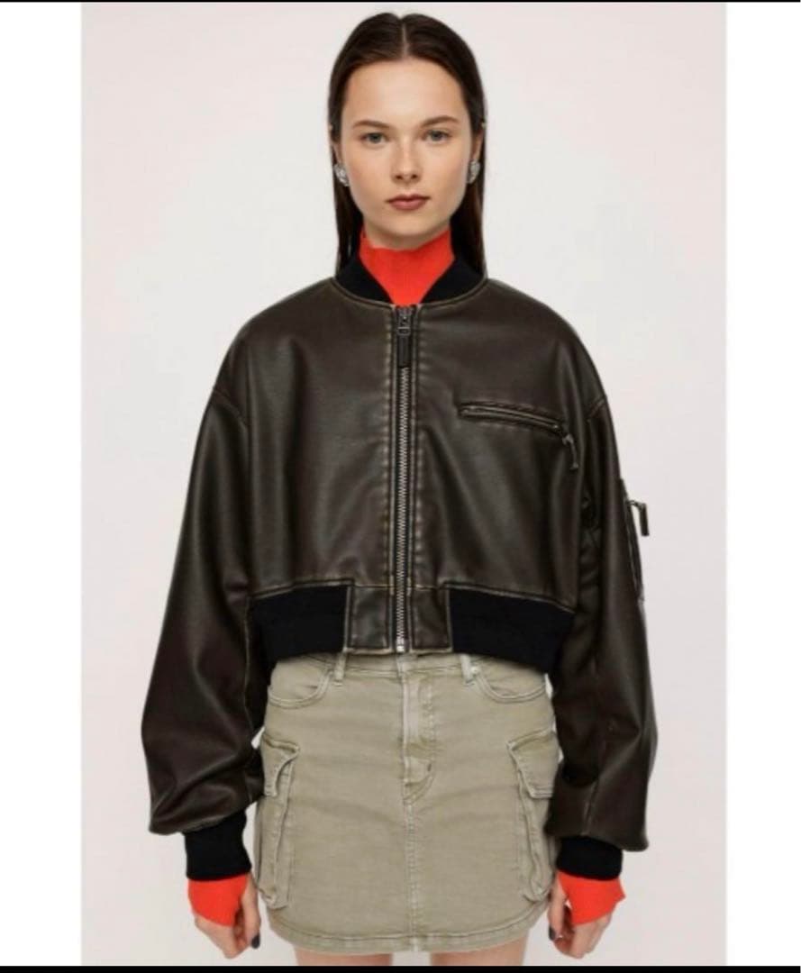 SLY VINTAGE F/LEATHER CROP ブルゾン　スライ