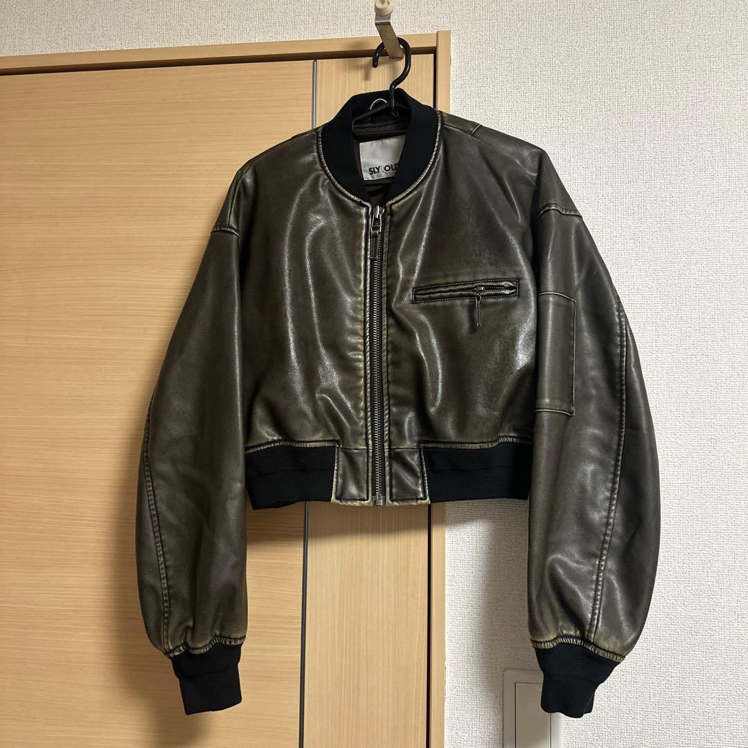 SLY VINTAGE F/LEATHER CROP ブルゾン　スライ