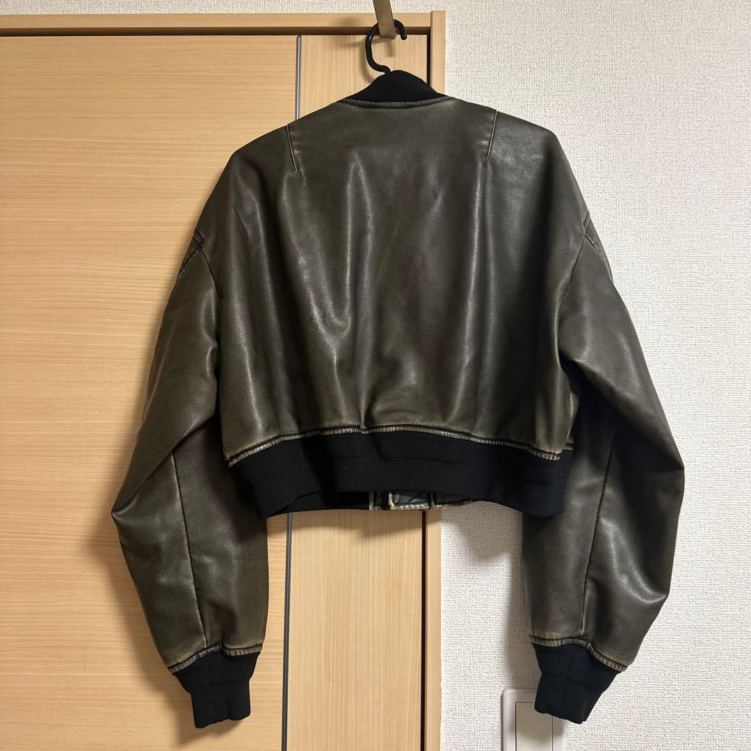SLY VINTAGE F/LEATHER CROP ブルゾン　スライ