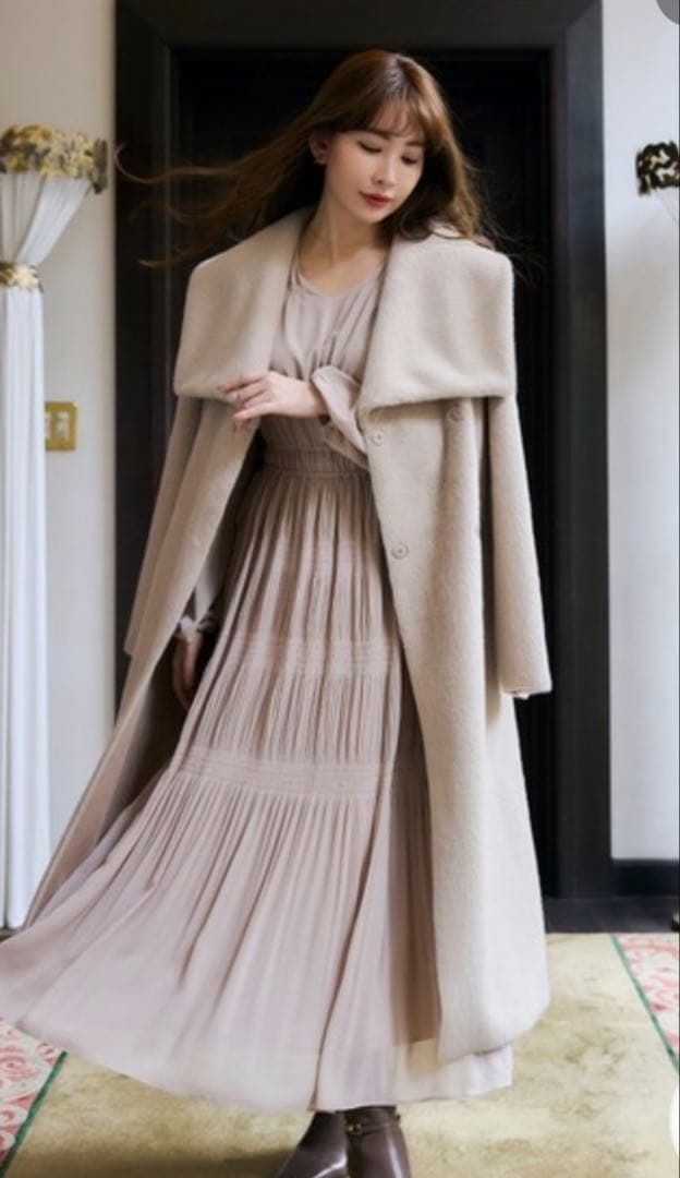 ワンピース Majolica Pleated Chiffon Long Dress