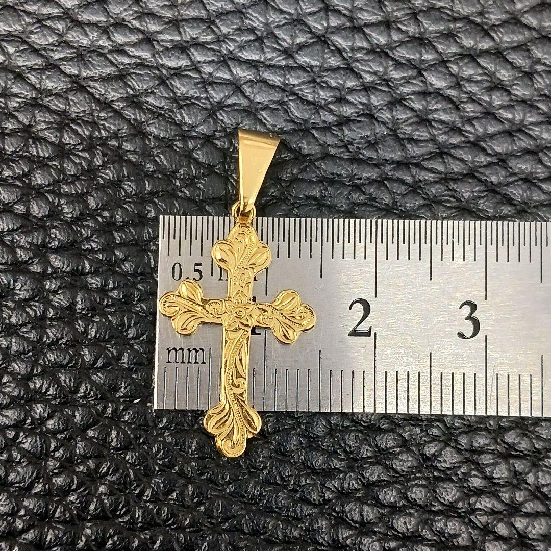 (C121803) K18 YG 十字架 ネックレストップ ペンダント チャーム