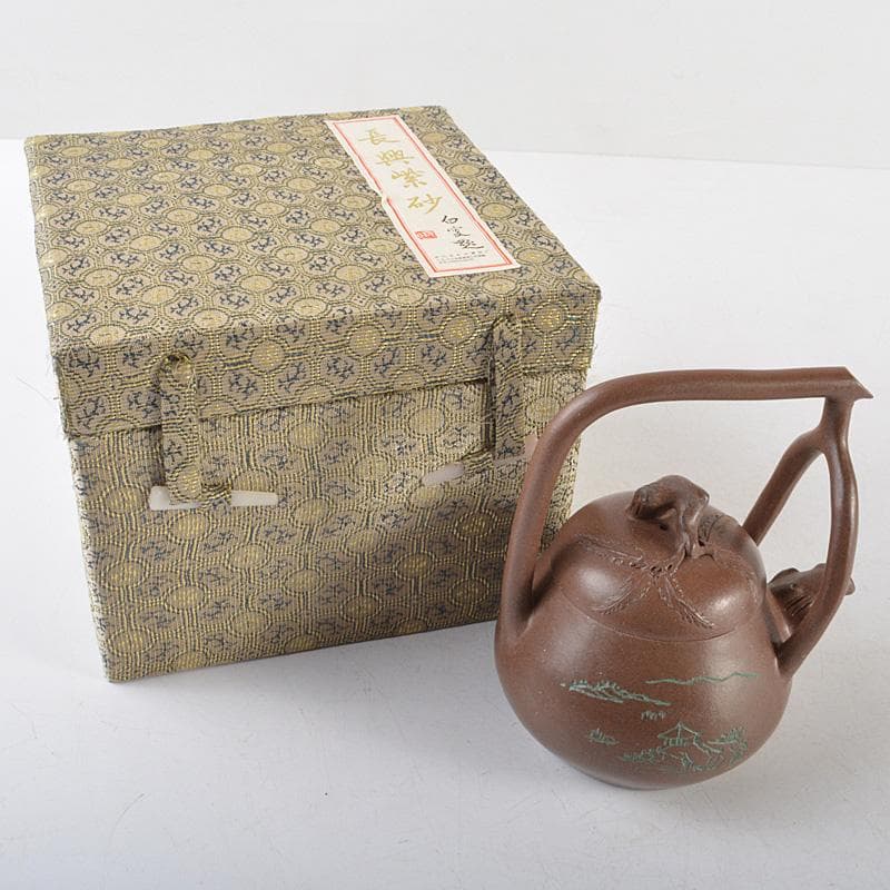 中国　紫砂　朱泥　国家外国専家局贈　急須　茶壷　V　R6117