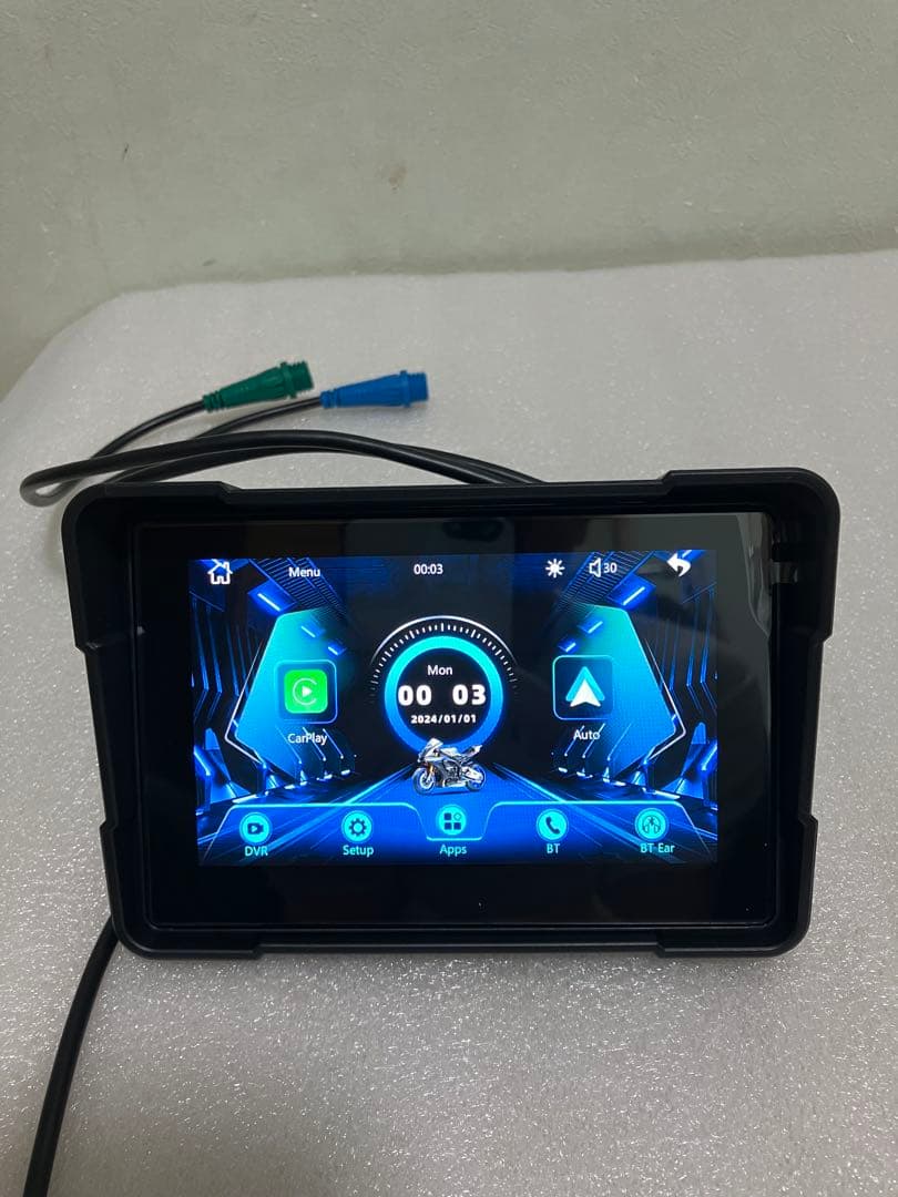 バイク用 防水 ポータブル ディスプレイオーディオ 前後カメラ録画付き ドラレコ