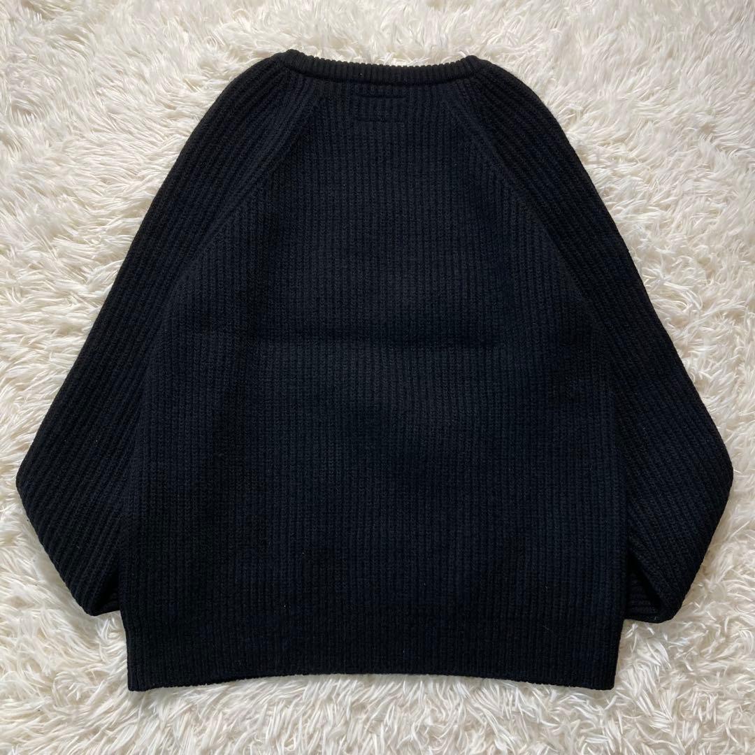 極美品 ワコマリア リブ編み クルーネックニット セーター ブラック M