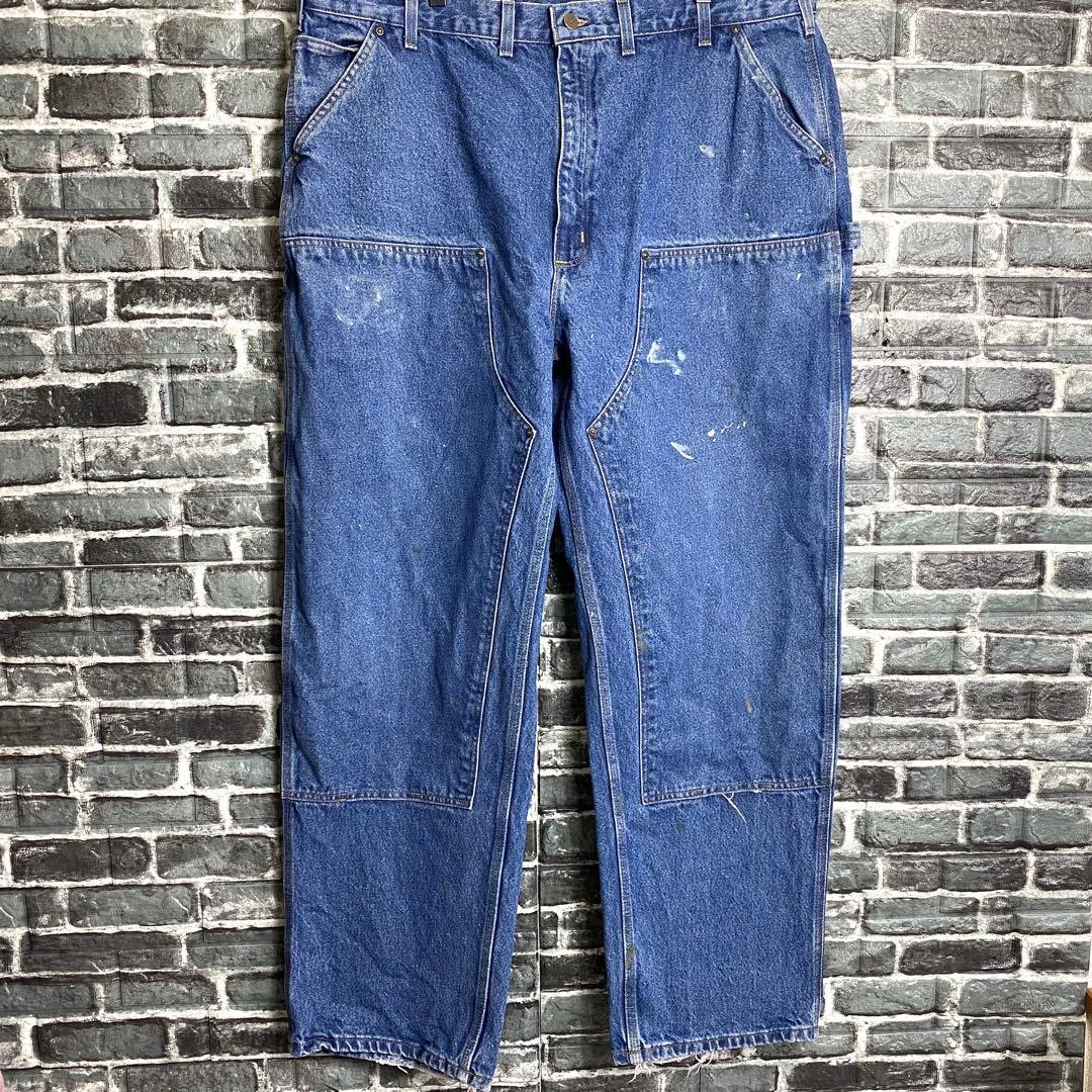 カーハート☆デニムパンツ ダブルニー バギー w44 古着 メキシコ製 hw1