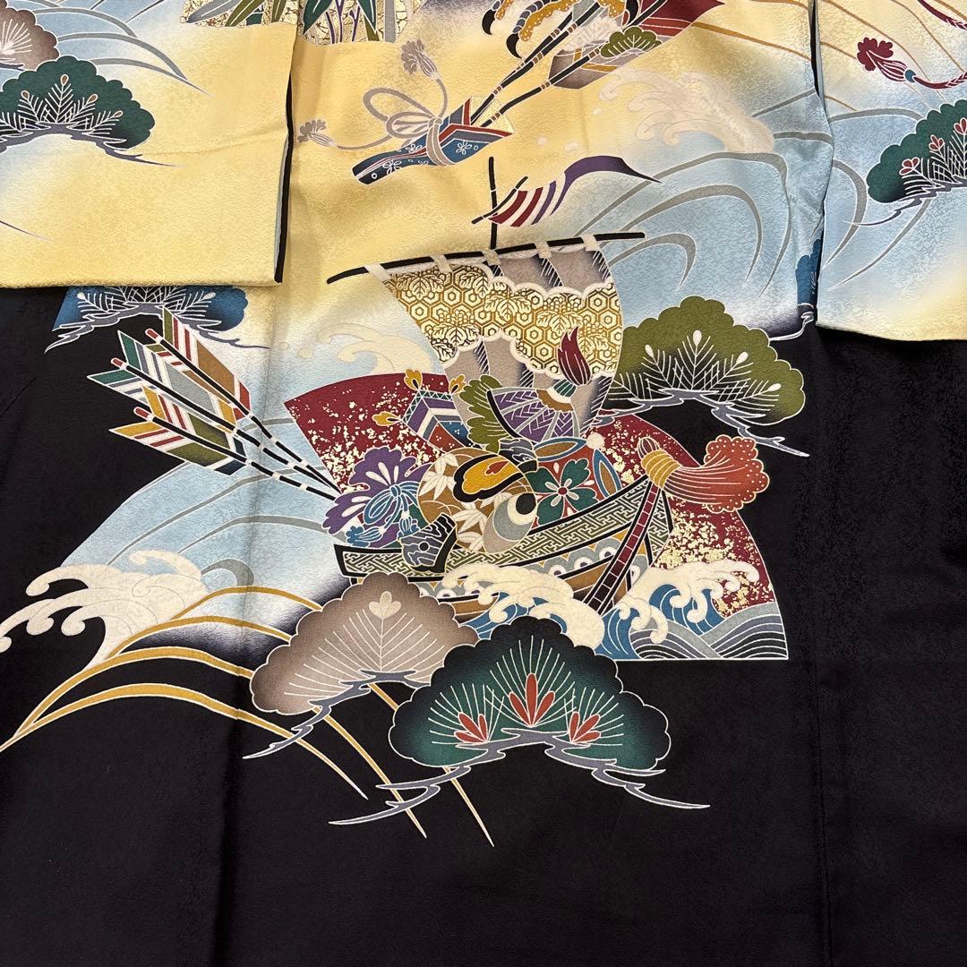 りおちん新品正絹産着祝着京友禅工芸、豪華刺繍、多色本金特選大鷹大王松流水文