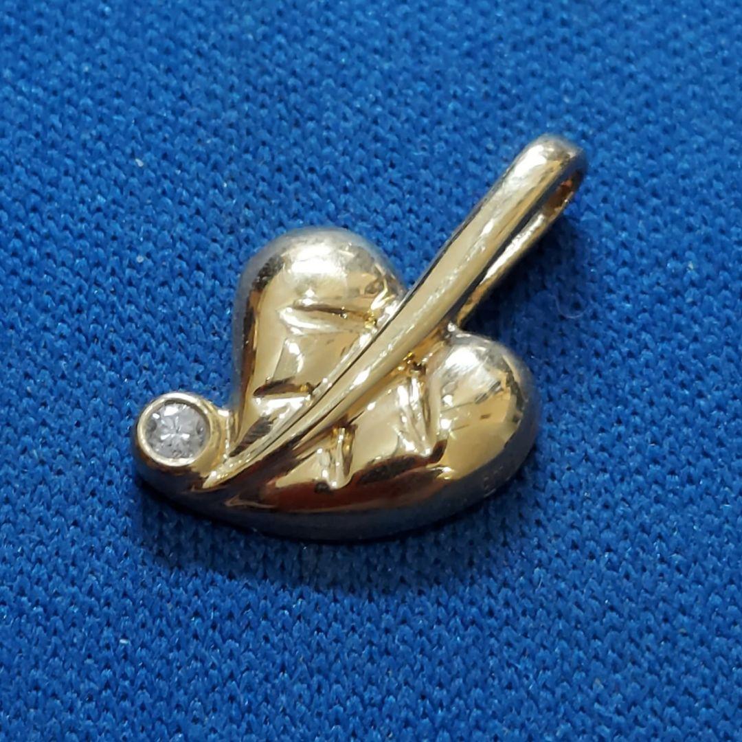 K18YG リーフ モチーフ ダイヤモンド ペンダント