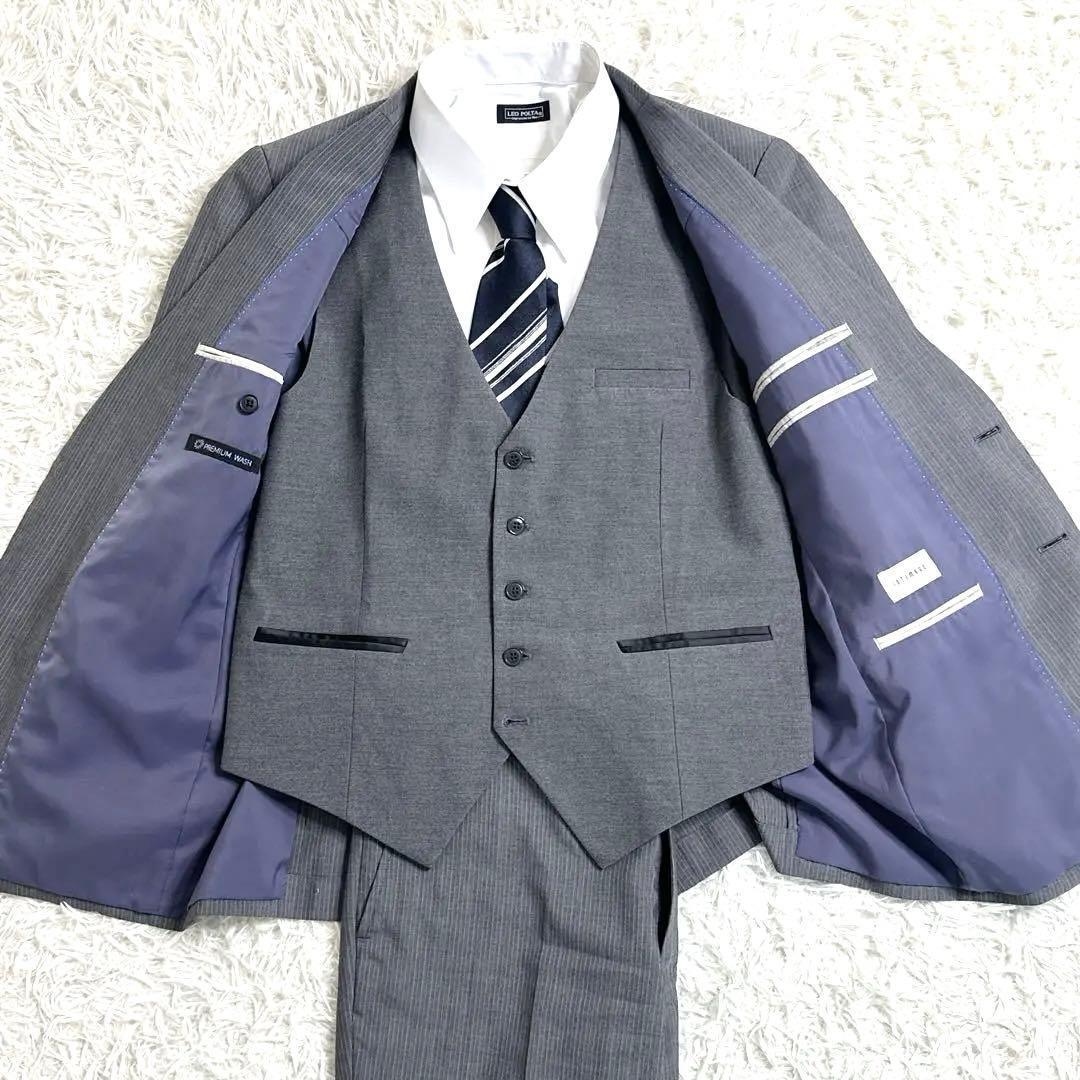 ✨未使用級✨　３P　２パンツ　WASHABLE　170　L　ストライプ　グレー