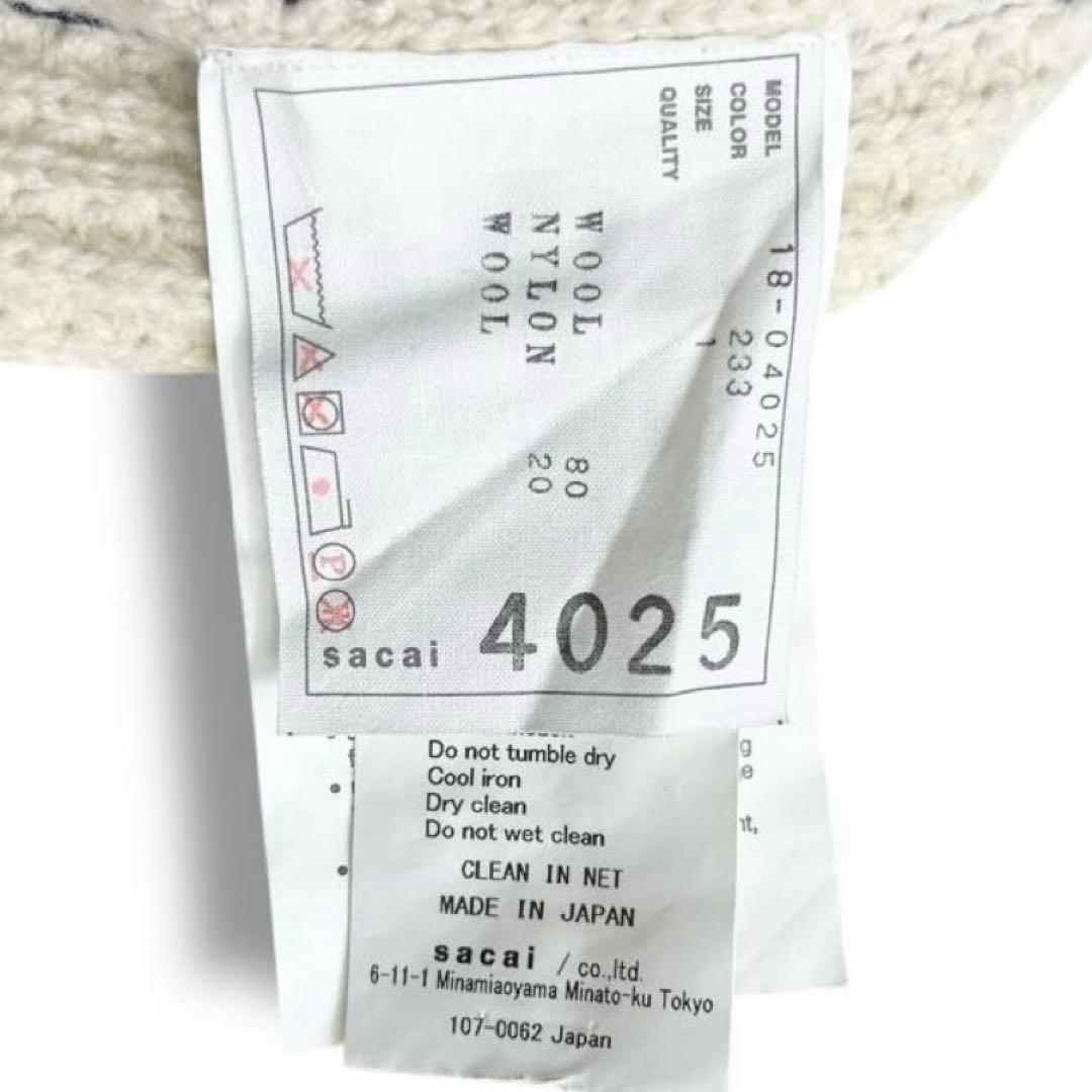 美品 sacai ライダース ニット ブルゾン 変形 ウール 18AW メンズ