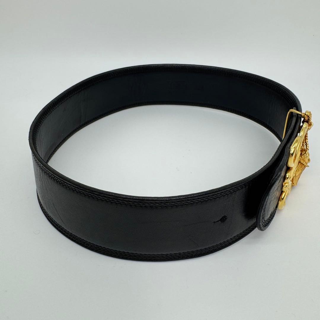 【美品☆激レア】ロエベ　ベルト　アナグラム　スタッズ　ゴールド金具　レザー　黒