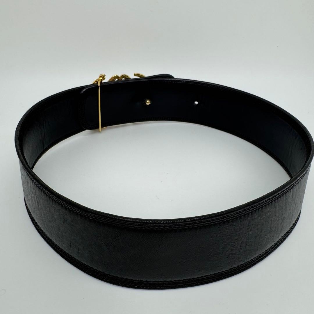 【美品☆激レア】ロエベ　ベルト　アナグラム　スタッズ　ゴールド金具　レザー　黒