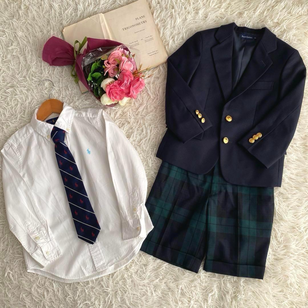 美品　ラルフローレン　4点セット　フォーマル　120スーツ　紺ブレ　ネクタイ
