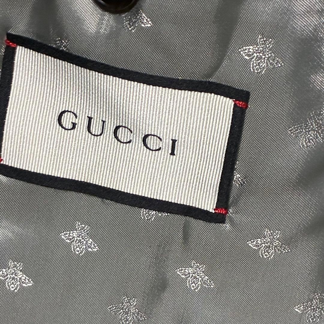 【美品】GUCCI グッチ　シルク　現行タグ　ネイビー　スーツ　セットアップ