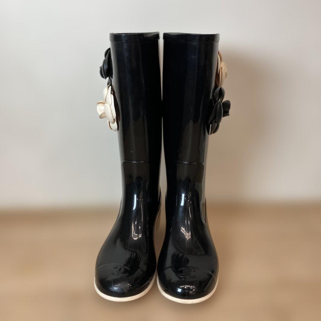 CHANEL シャネル カメリア レインブーツ 長靴 36