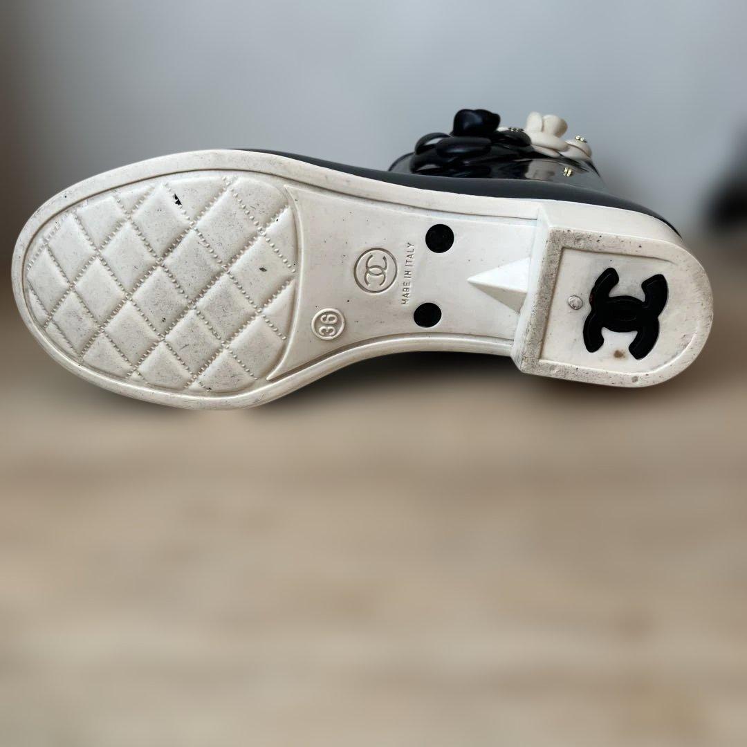 CHANEL シャネル カメリア レインブーツ 長靴 36