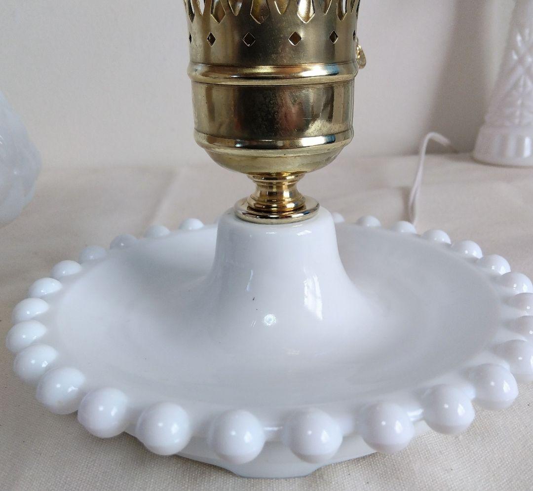 ミルクガラス ダイヤ柄 テーブルランプ ビンテージ