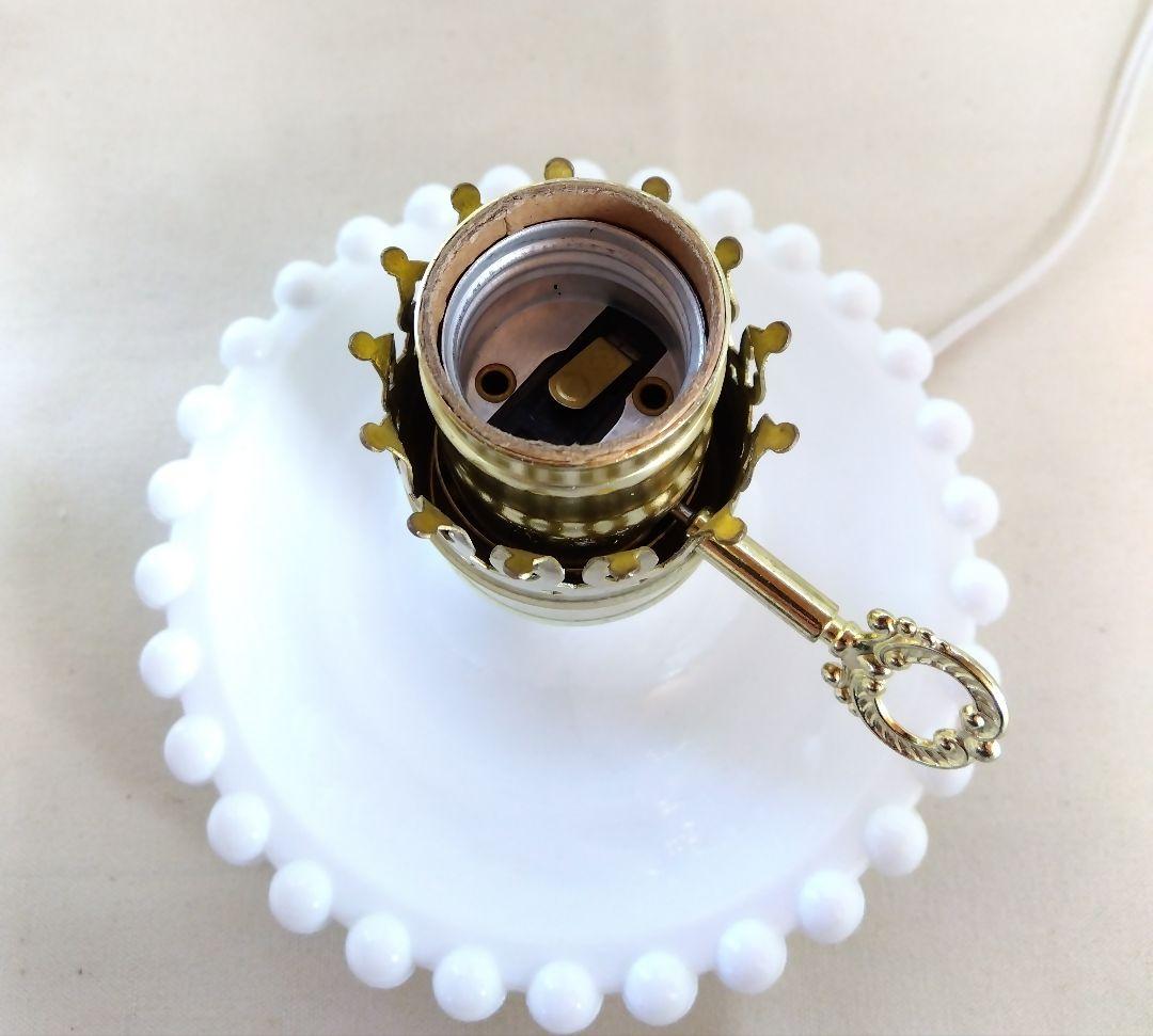 ミルクガラス ダイヤ柄 テーブルランプ ビンテージ