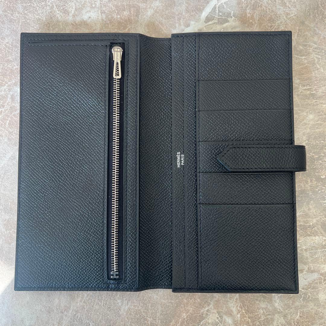 Herms ヴォーエプソン ベアンスフレ 二つ折り長財布 ブラック 箱付き