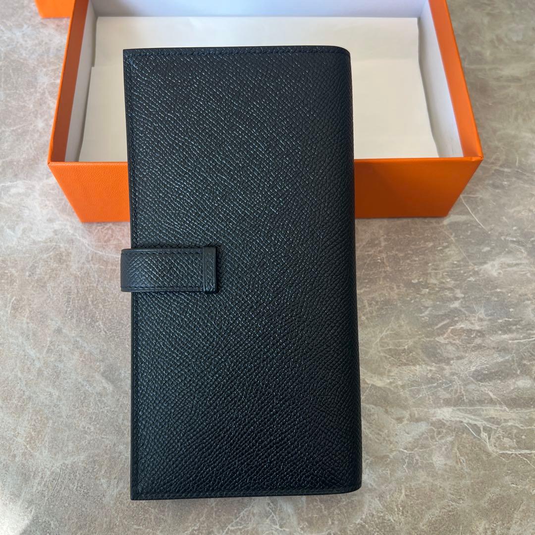 Herms ヴォーエプソン ベアンスフレ 二つ折り長財布 ブラック 箱付き