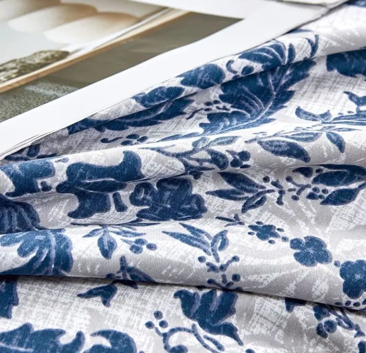 ぽんぽん★ブルー＆ホワイトレトロリボン　シングルサイズ2セット