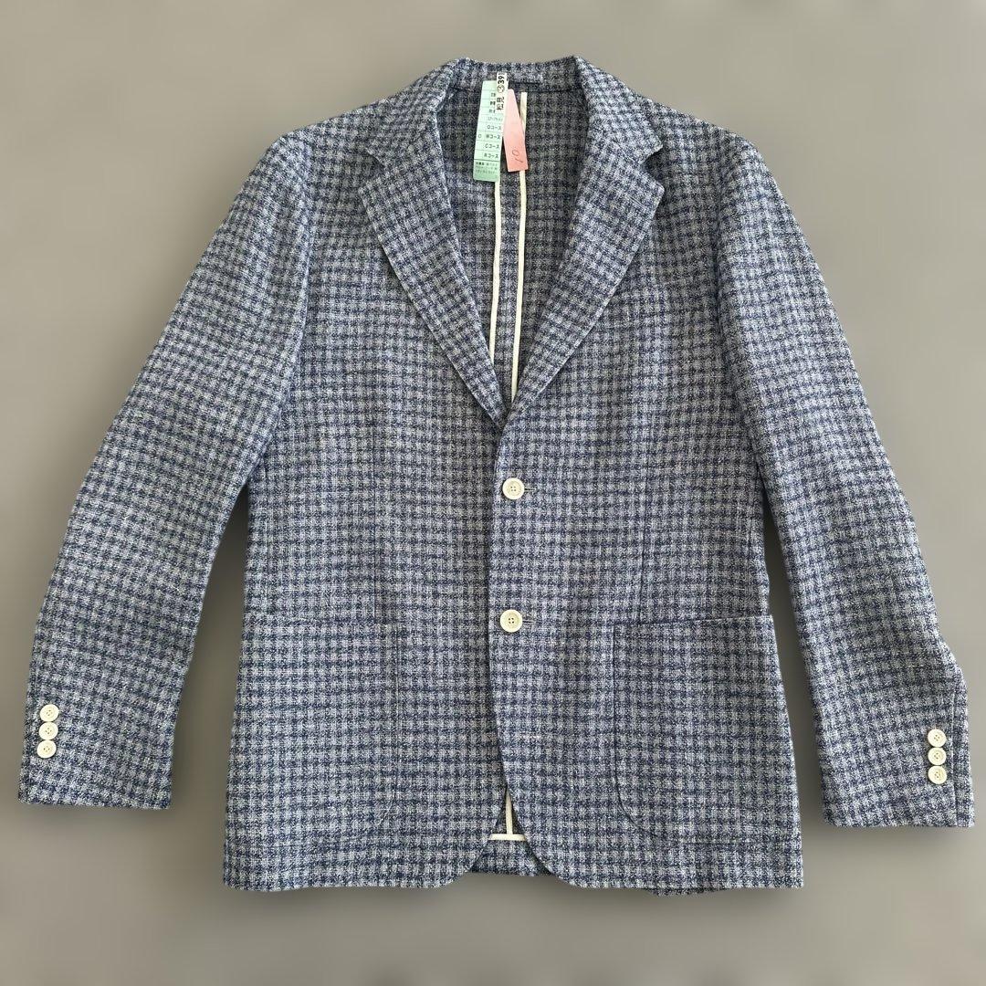 【極美品】LARDINI ラルディーニ リネンウール チェックジャケット 46
