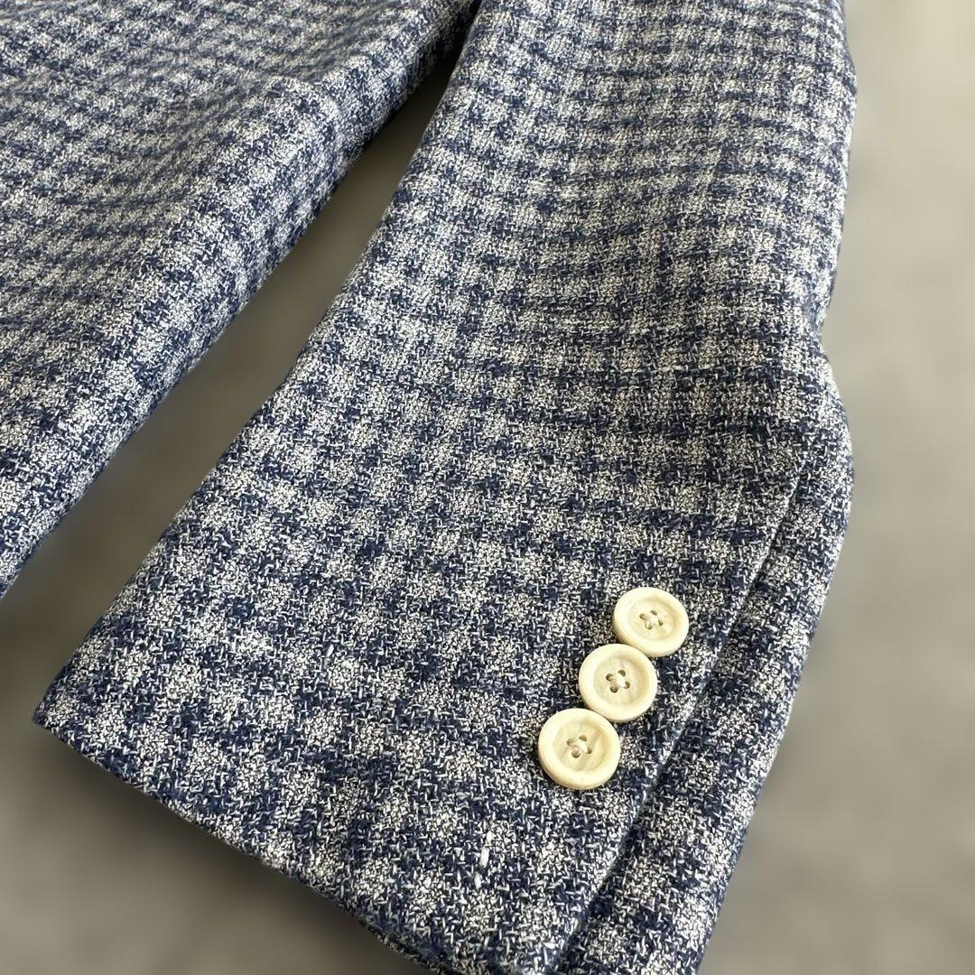【極美品】LARDINI ラルディーニ リネンウール チェックジャケット 46