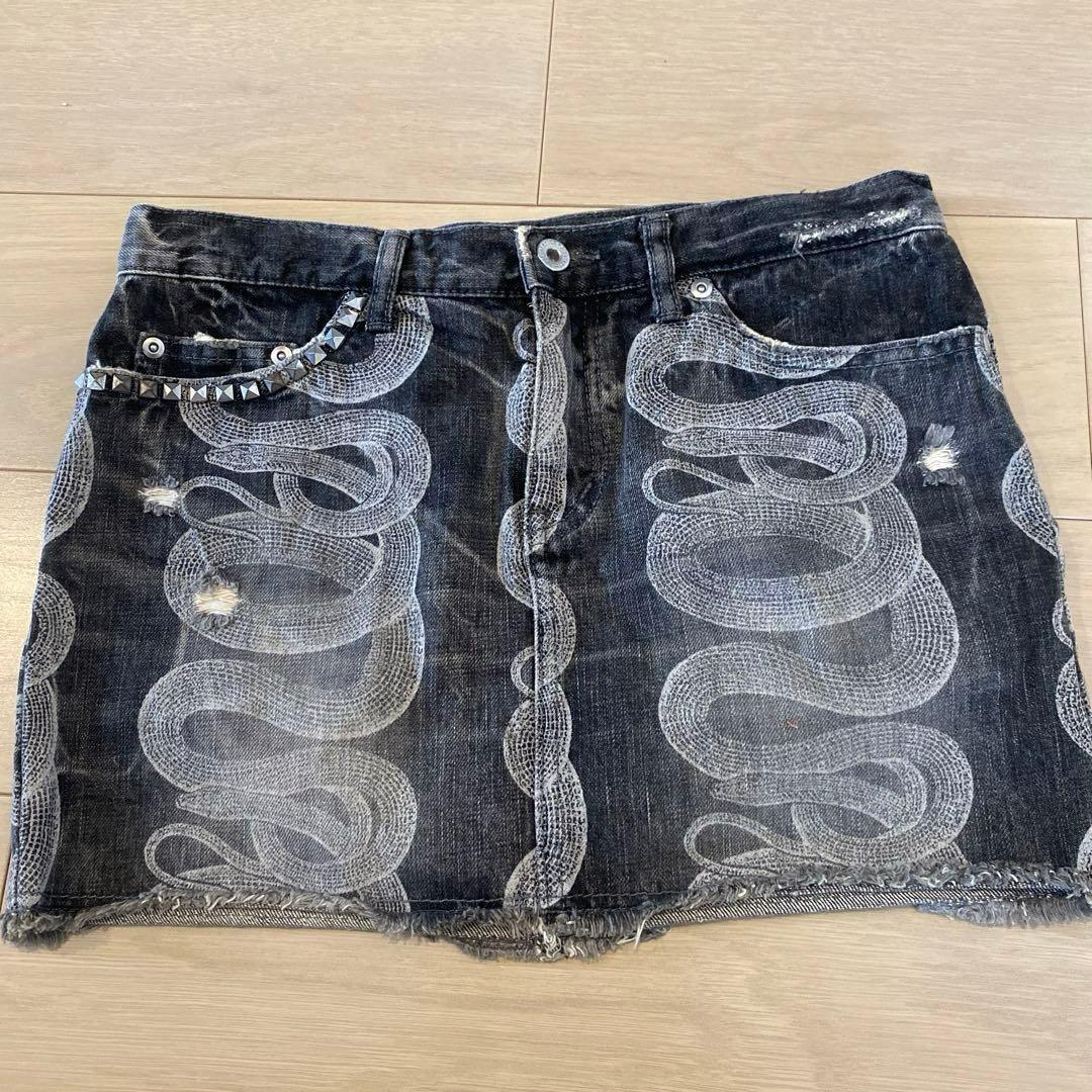 ヒステリックブルー　ヒステリック　デニム　マイクロミニスカート　スネーク柄　M