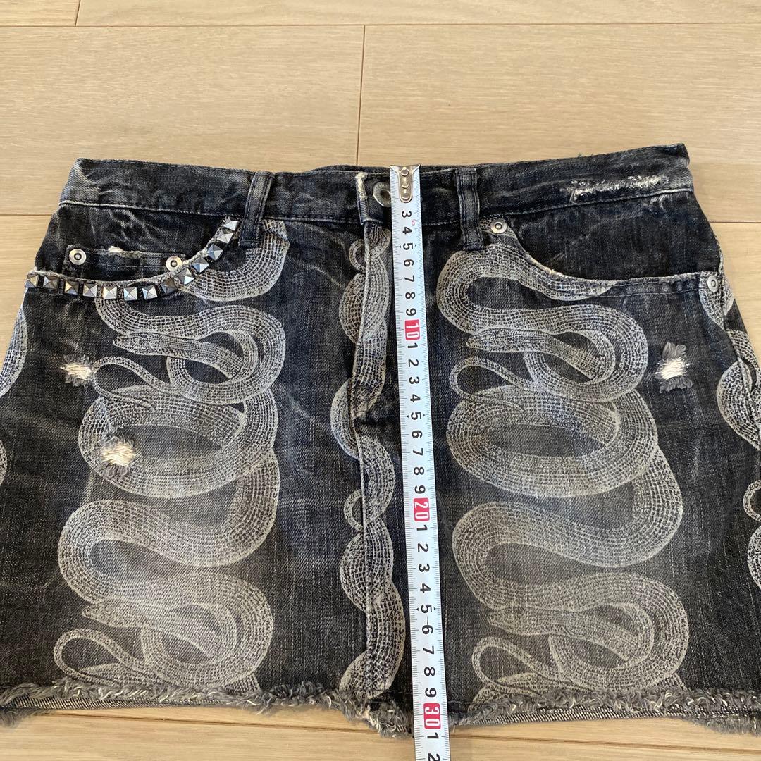ヒステリックブルー　ヒステリック　デニム　マイクロミニスカート　スネーク柄　M