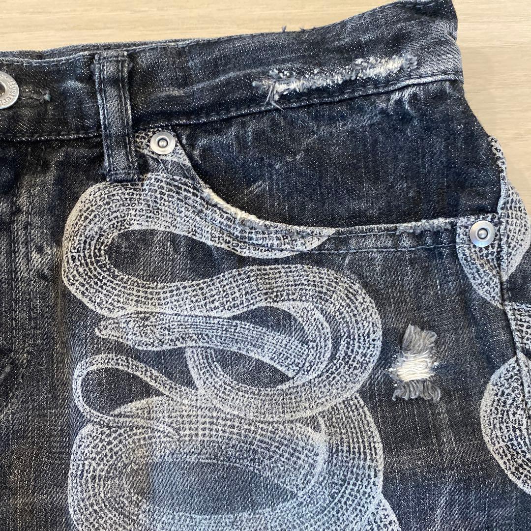 ヒステリックブルー　ヒステリック　デニム　マイクロミニスカート　スネーク柄　M