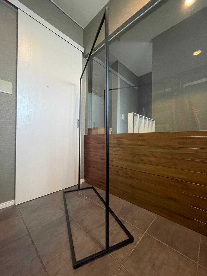 美品■KANADEMONOカナデモノ シンプルアイアン ハンガーラックW90cm