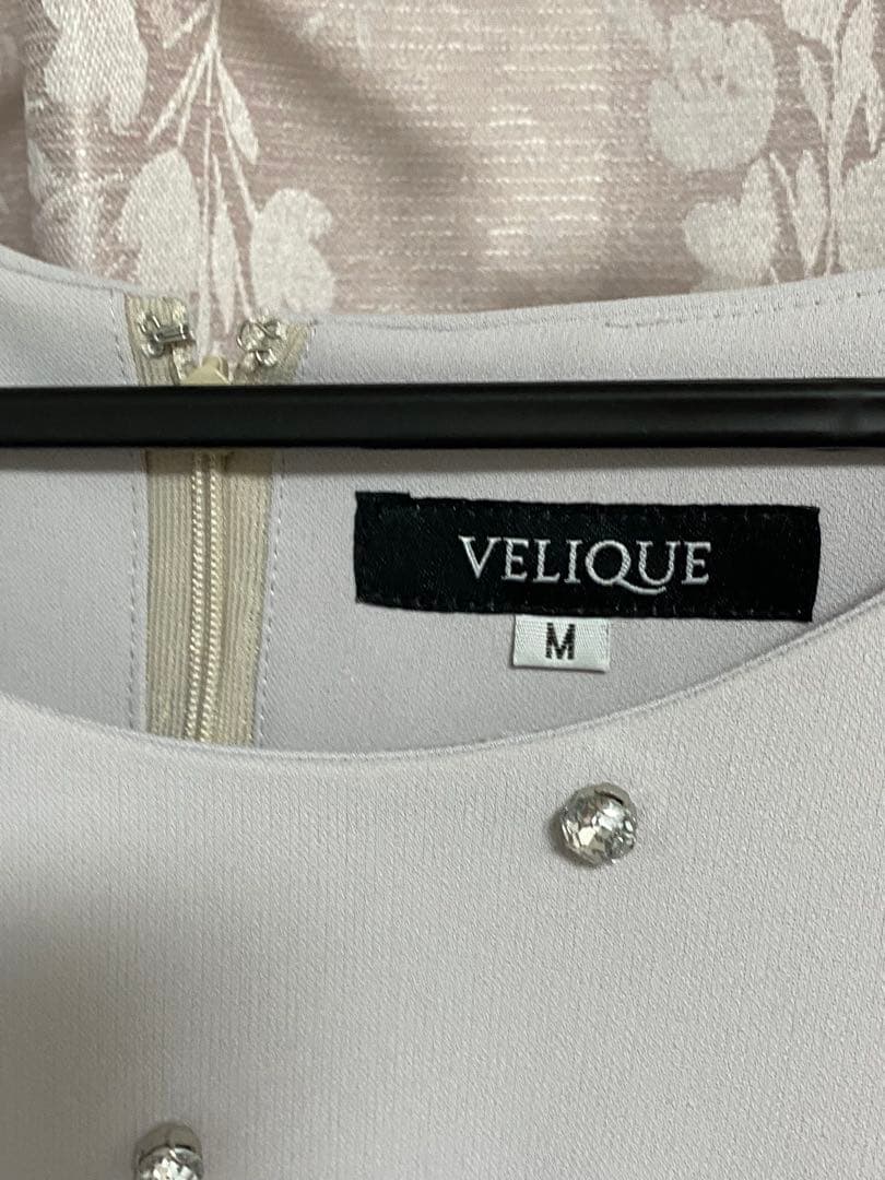 VELIQUE ペールピンク ビジュー付きロングドレス Mサイズ