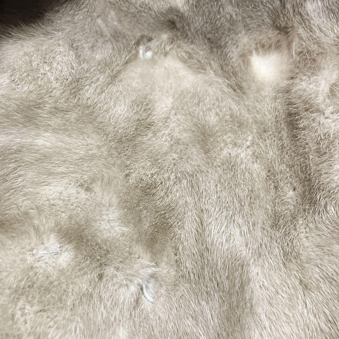 ✨美品✨FURVAN サファイアミンク　ライトグレー 毛皮コート ダブルブレスト