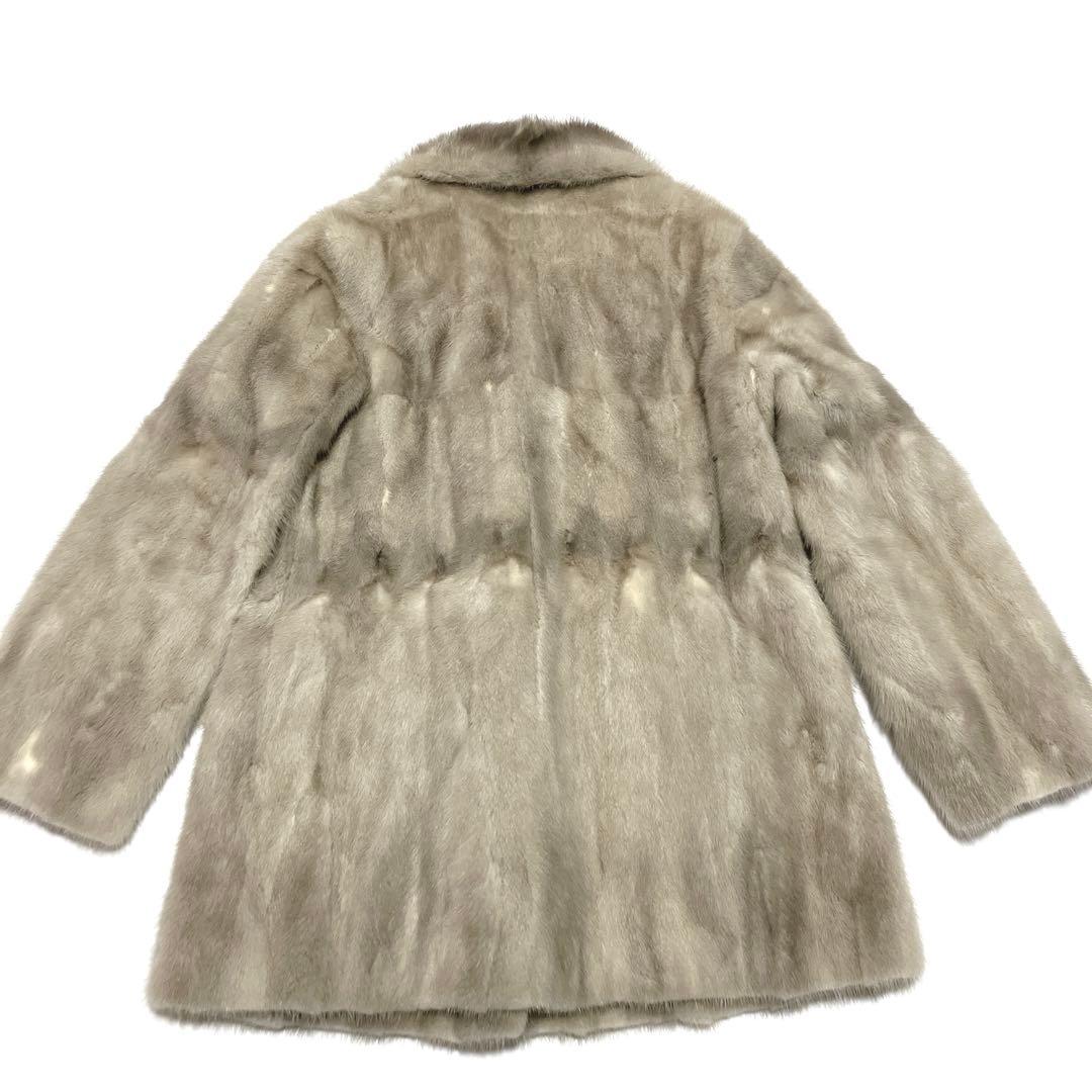 ✨美品✨FURVAN サファイアミンク　ライトグレー 毛皮コート ダブルブレスト