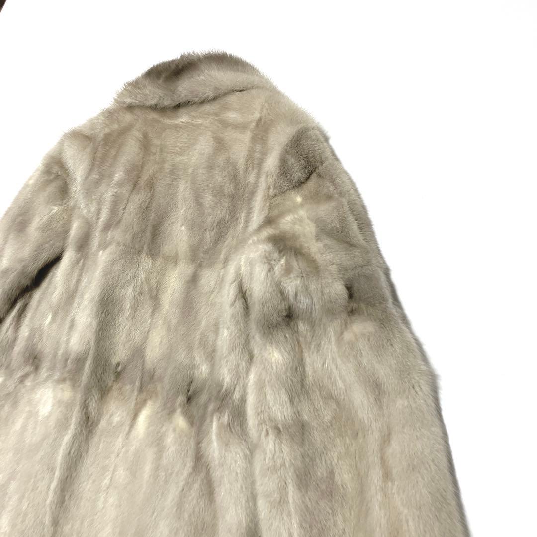 ✨美品✨FURVAN サファイアミンク　ライトグレー 毛皮コート ダブルブレスト